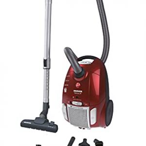 Hoover TE70_TE75 Aspirateur traineau avec sac Telios Plus ultra silencieux AAAA Spécial animaux et parquet, 450 W, Rouge Métallique