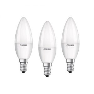 Osram ampoule LED E14 BASE Classic B 40 | 4.9 W - Equivalence incandescence 40 W, ampoule LED en forme de bougie / mat, blanc chaud - 2700K, lot de 3