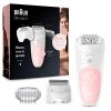 Braun Silk-épil 5 Épilateur Électrique Femme, Blanc/Rose, Tête De Rasage Et Tondeuse Pour Une Épilation En Douceur, Technologie De Pincettes Micro-Grip, Technologie Wet & Dry, 5-620